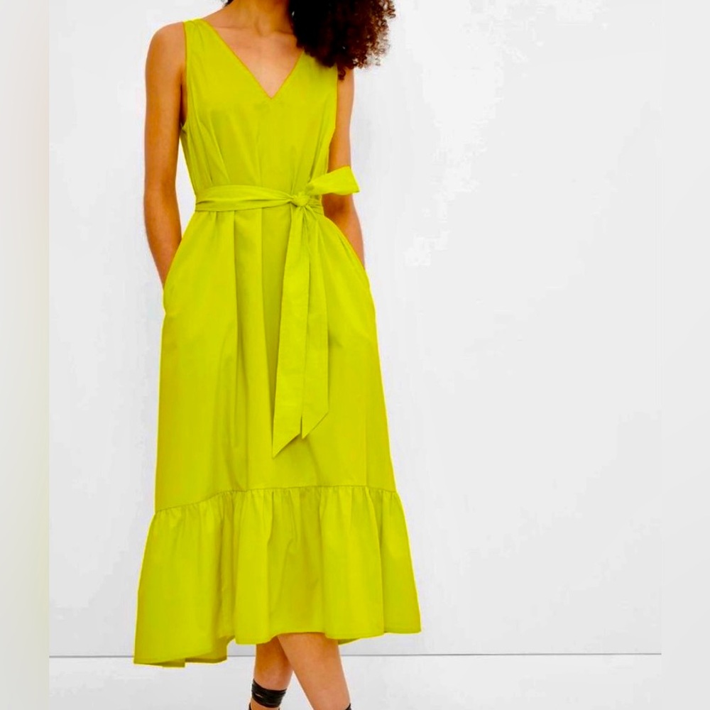 GAP V-Neck Maxi Dress, Sulphur Green, Size: Medium, NEW With Tags